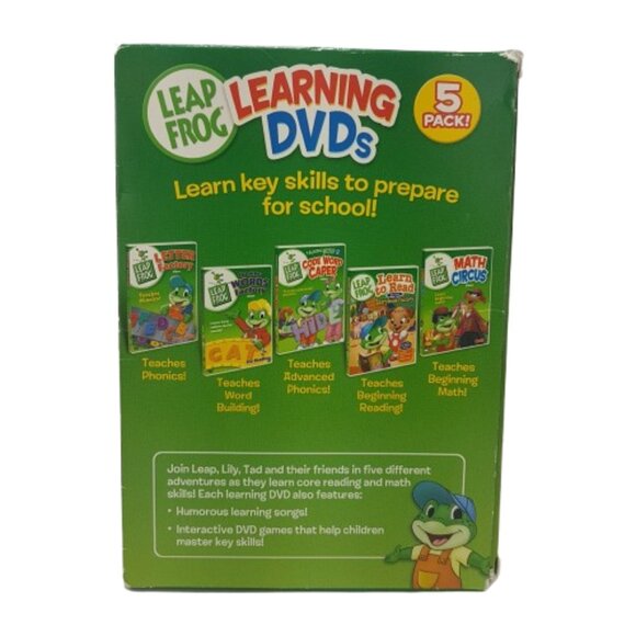 Vintage 2006 LEAP FROG Learning DVDs 5 Pack Phonics Reading Alphabet Words Math - Picture 3 of 15